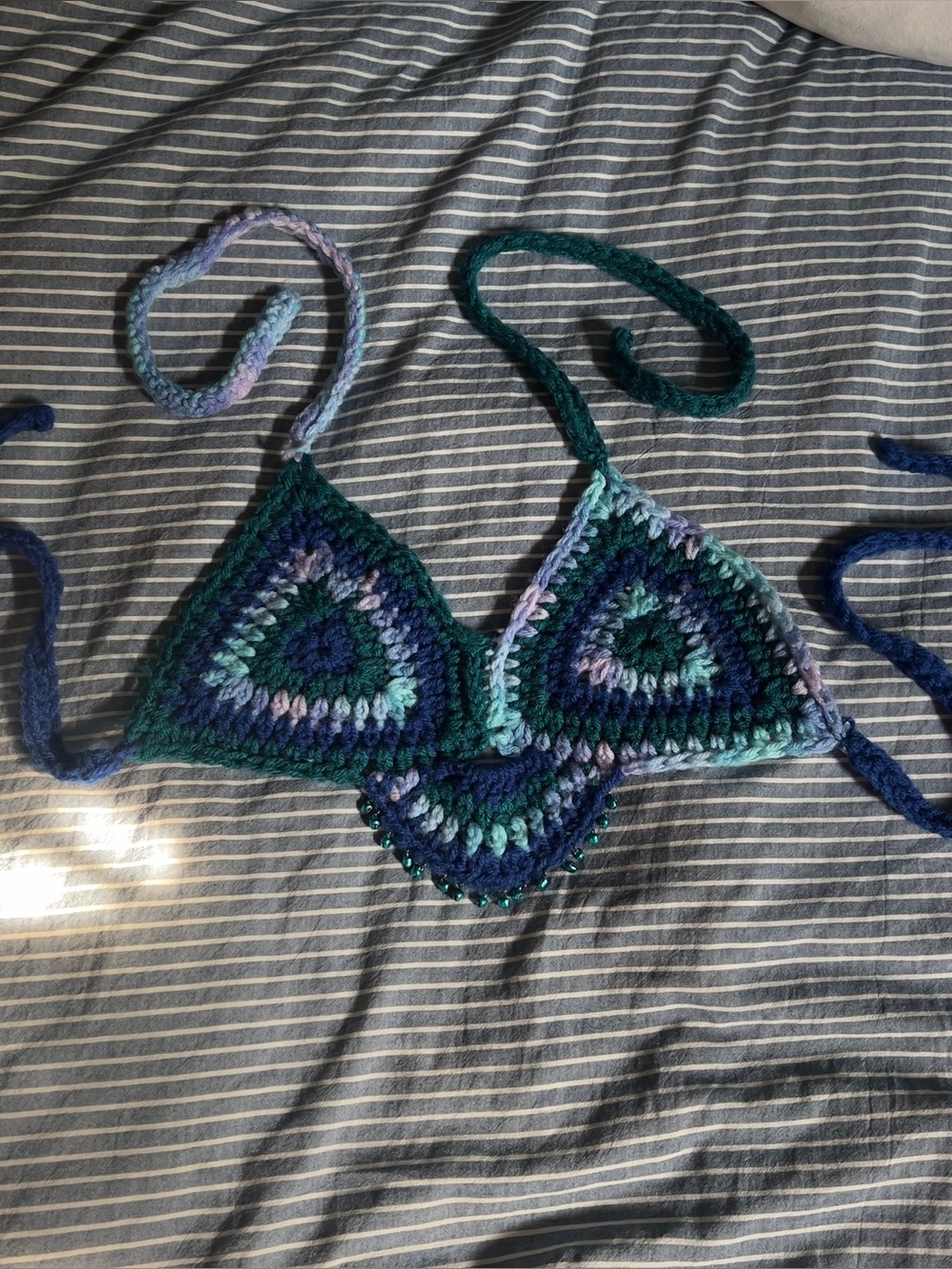 blue crochet top